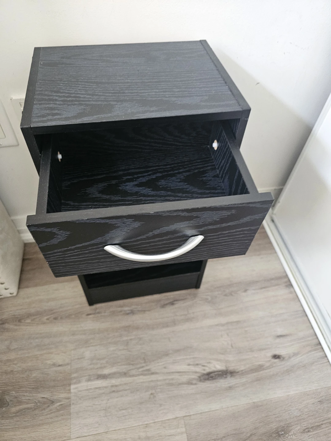 Black wooden nightstand with drawer - photo 3