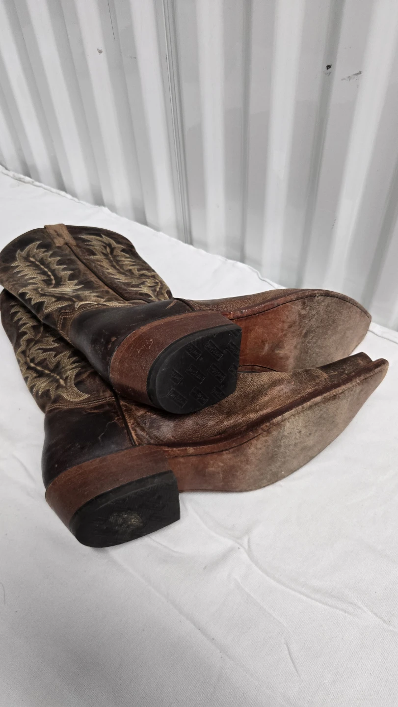 Tony Lama Brown Leather Embroidered Western Cowboy Boots US 10 - photo 5
