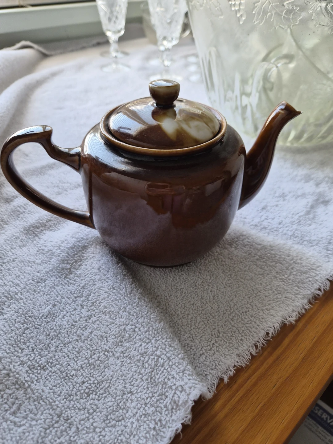 Vintage Brown Ceramic Teapot
