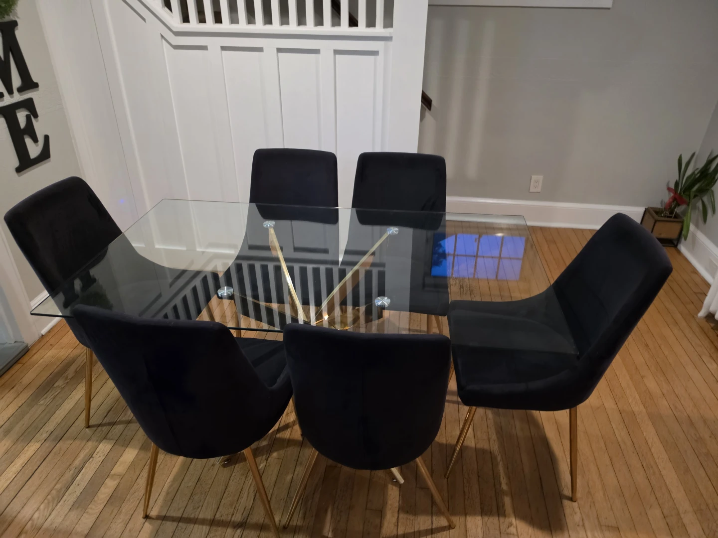 Glass Dining Table and 6 Velvet Chairs - photo 3