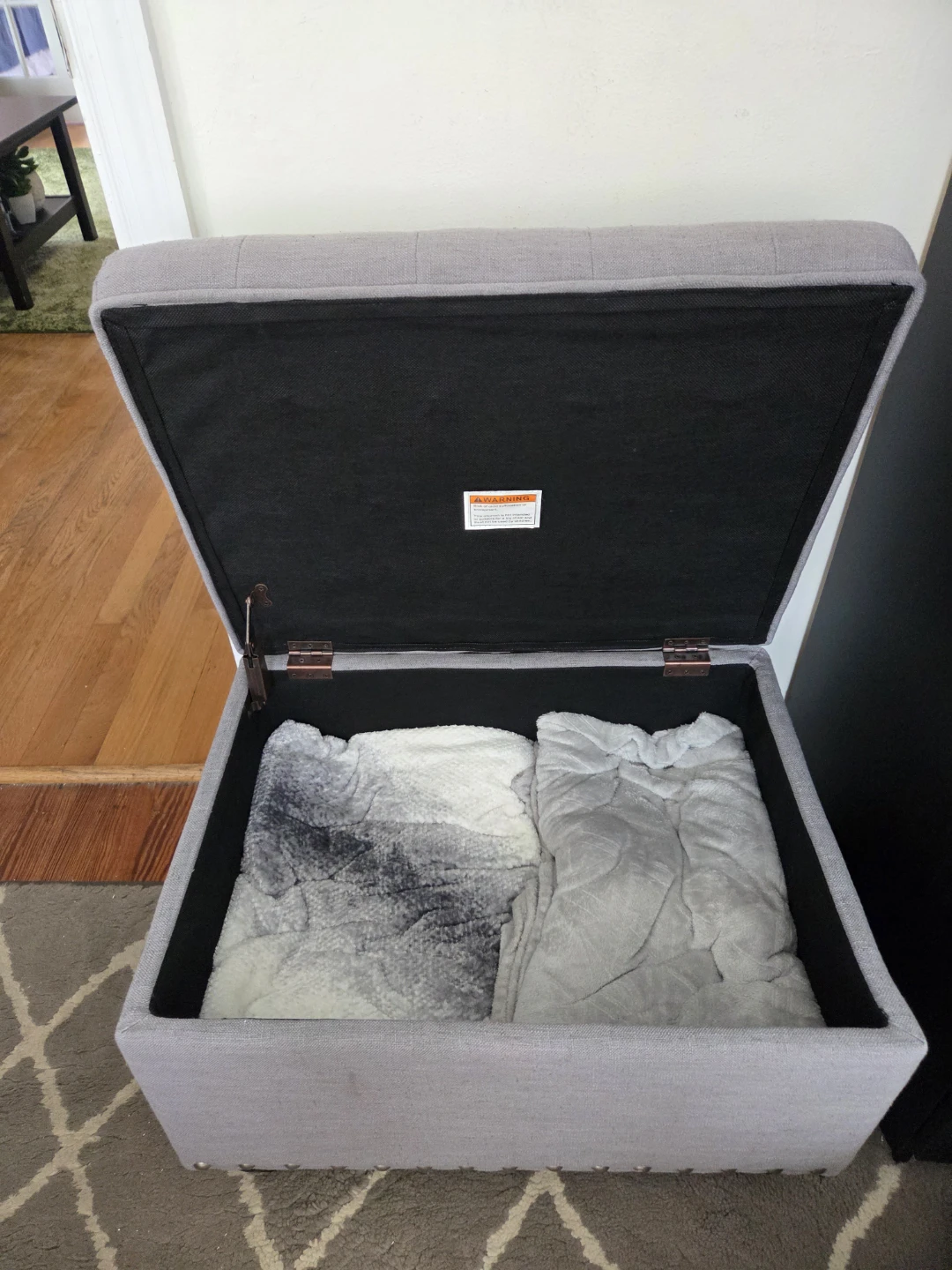 Gray Tufted Storage Ottoman - photo 3