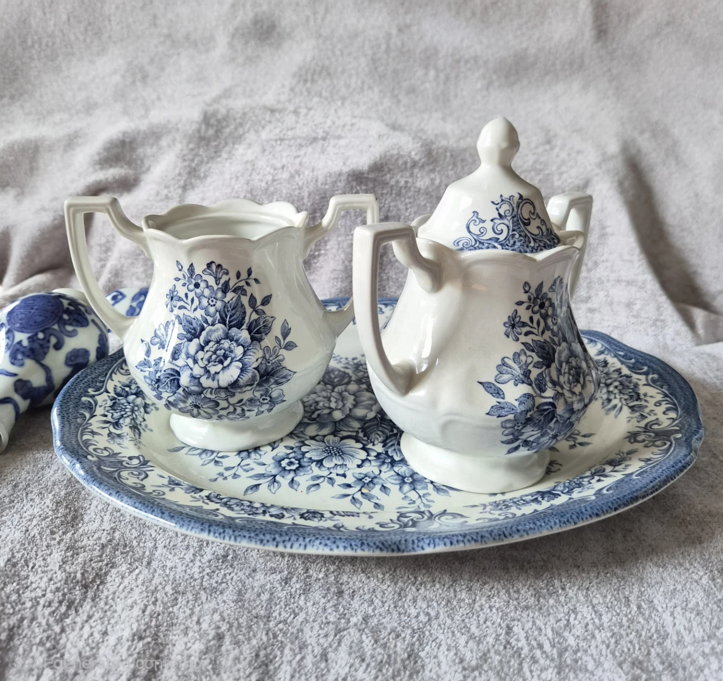 Vintage J&G Meakin Avondale Blue & White Ironstone Set - photo 5
