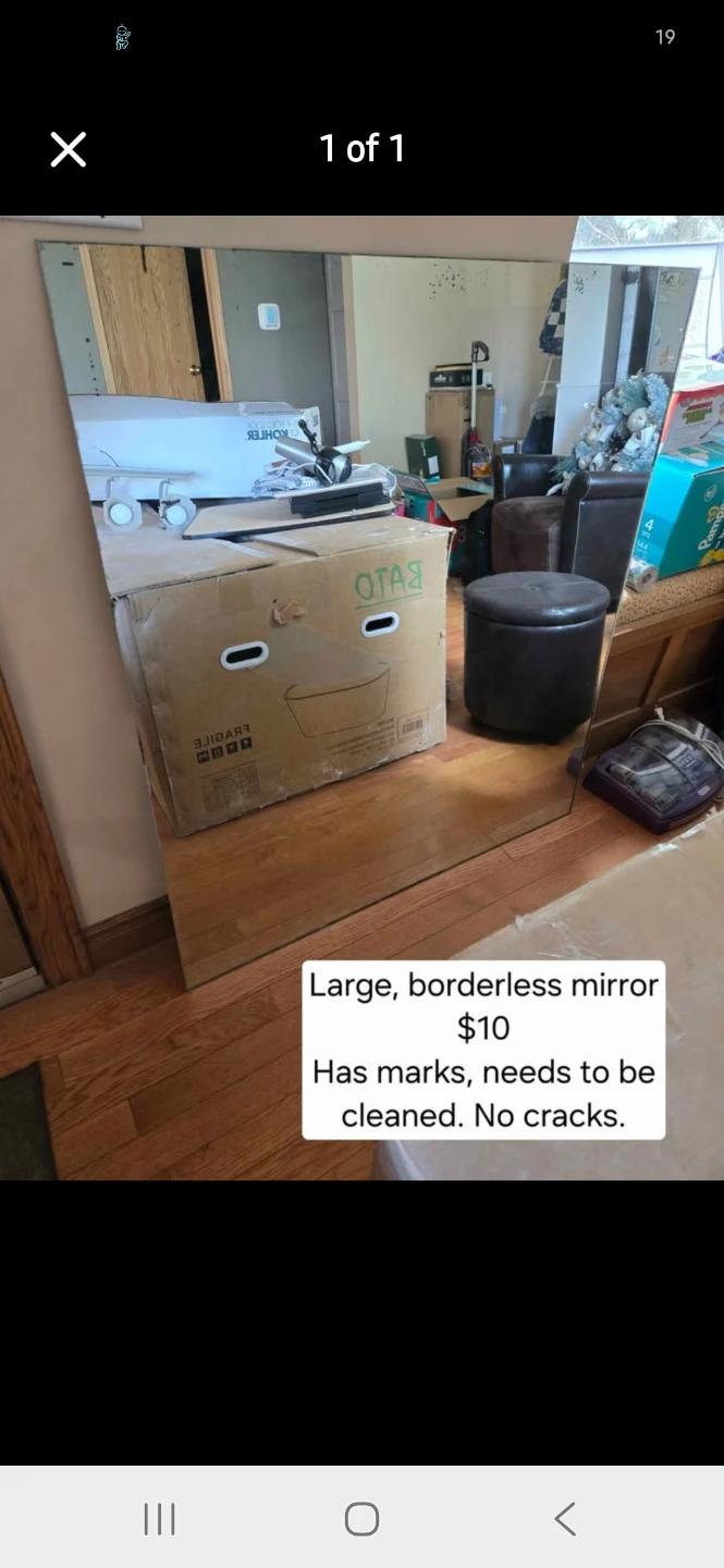 Large borderless wall mirror