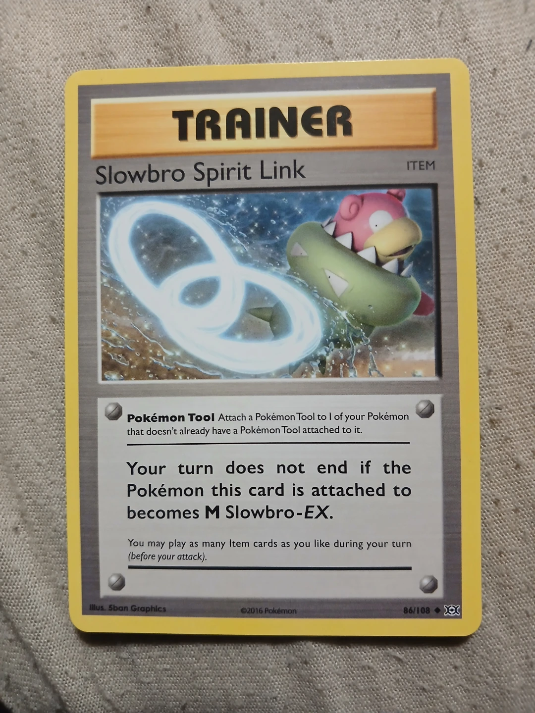 Slowbro Spirit Link Trainer 86/108 2016 Pokémon Card