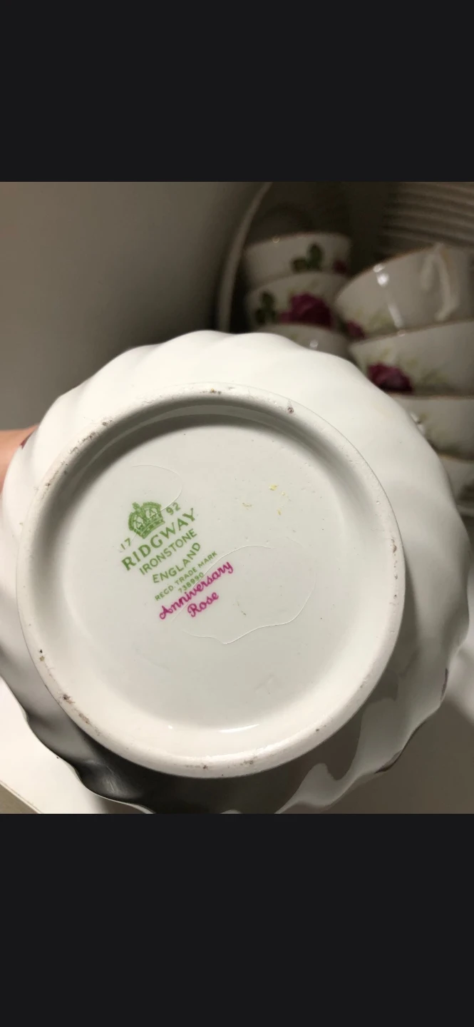 1792 Ridgeway Ironstone England Dish Set, Anniversaryand Rose