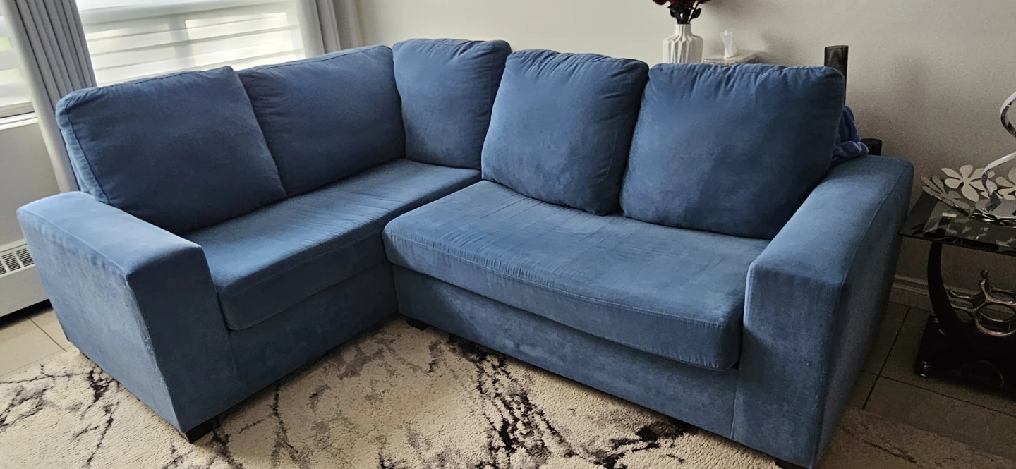 Blue Fabric Sectional Sleeper Sofa