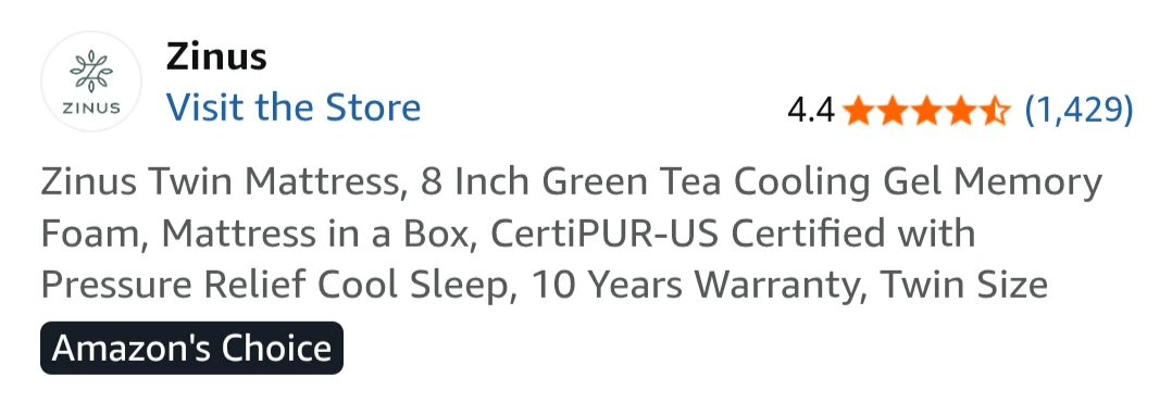 8 Inch memory foam - Zinus Twin Mattress - photo 4
