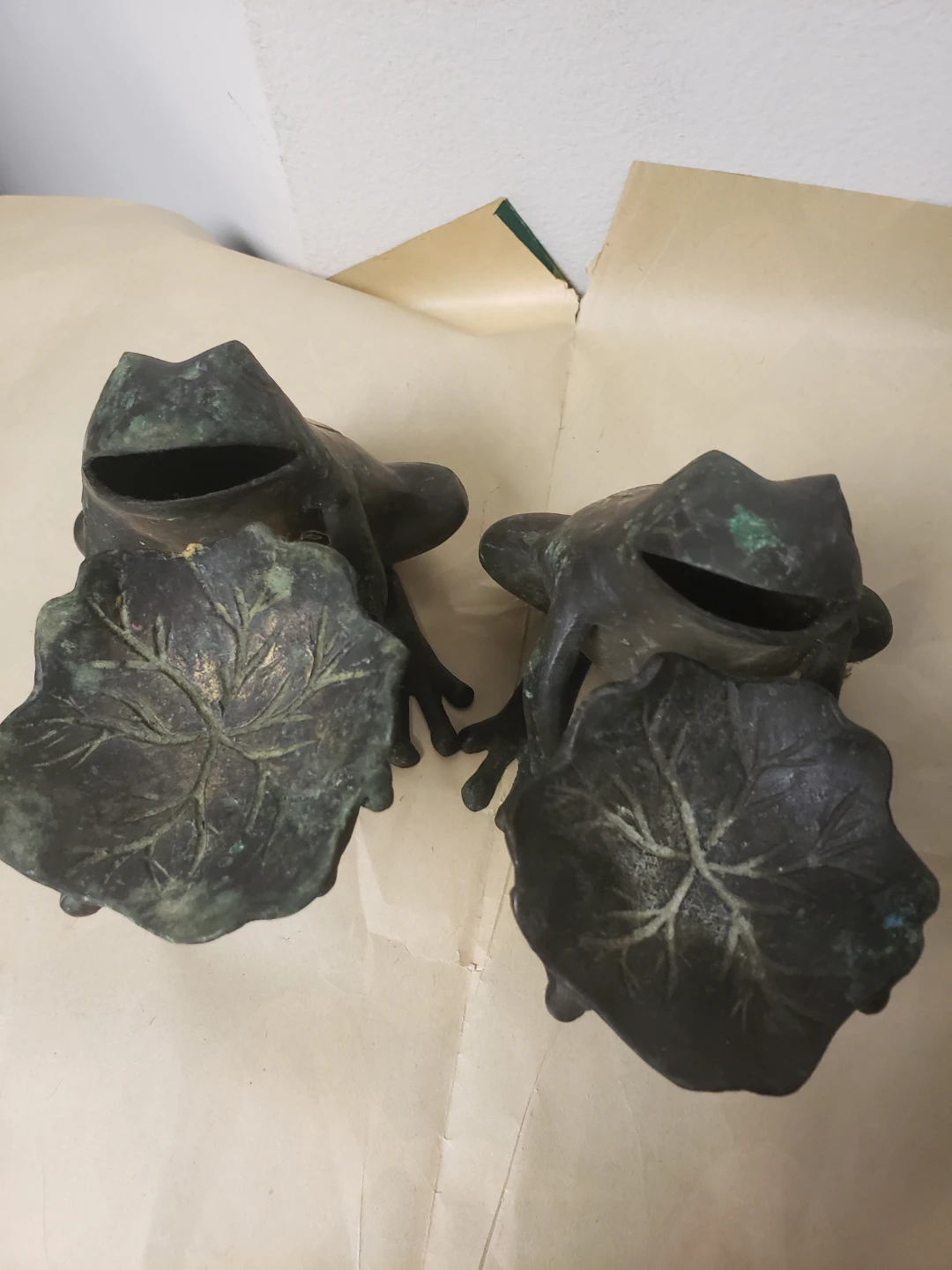 Set of Two Vintage Bronze Frog Figurine Holders - photo 3