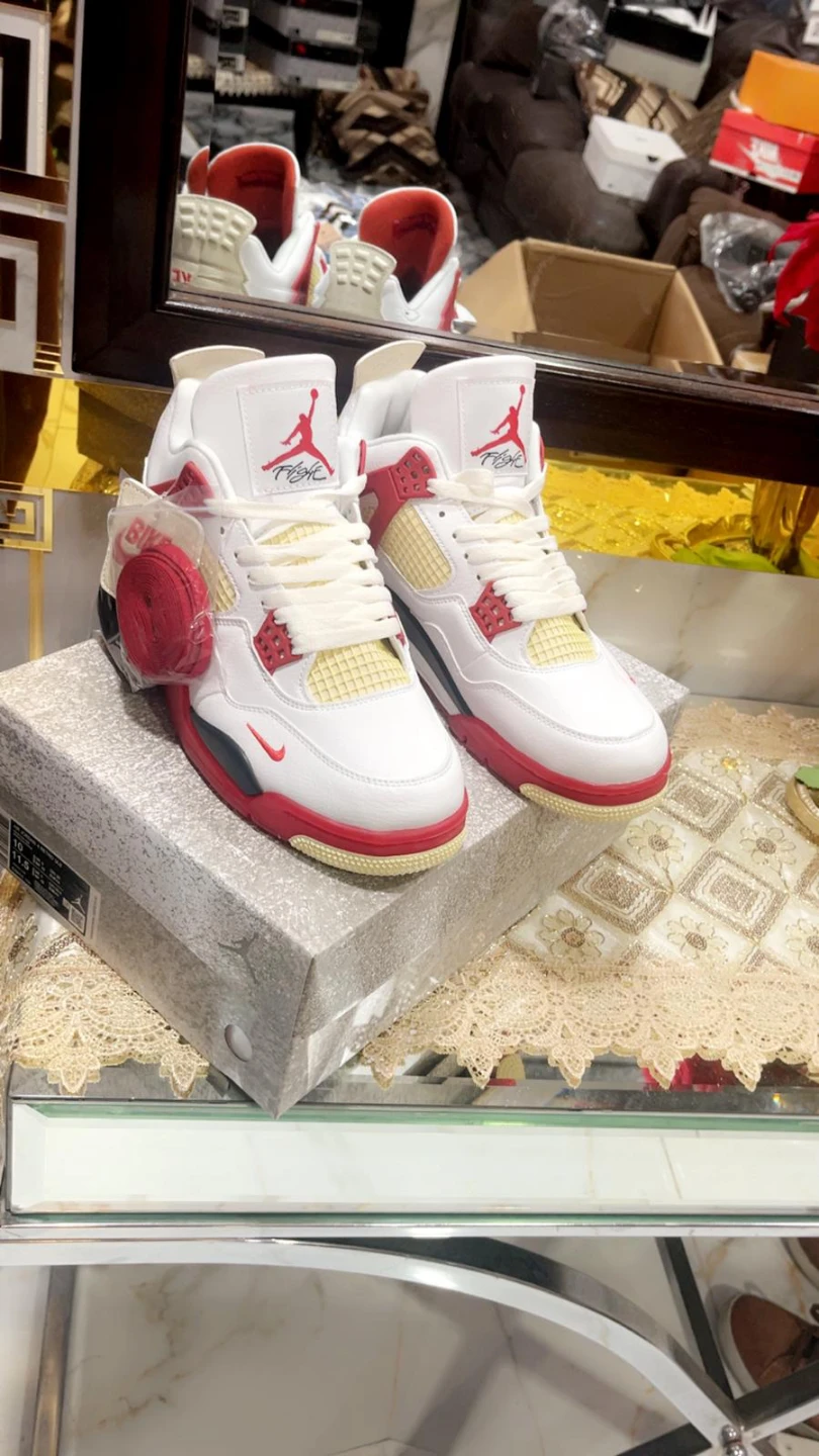 Nike Air Jordan 4 Retro Fire Red Sneakers - photo 5