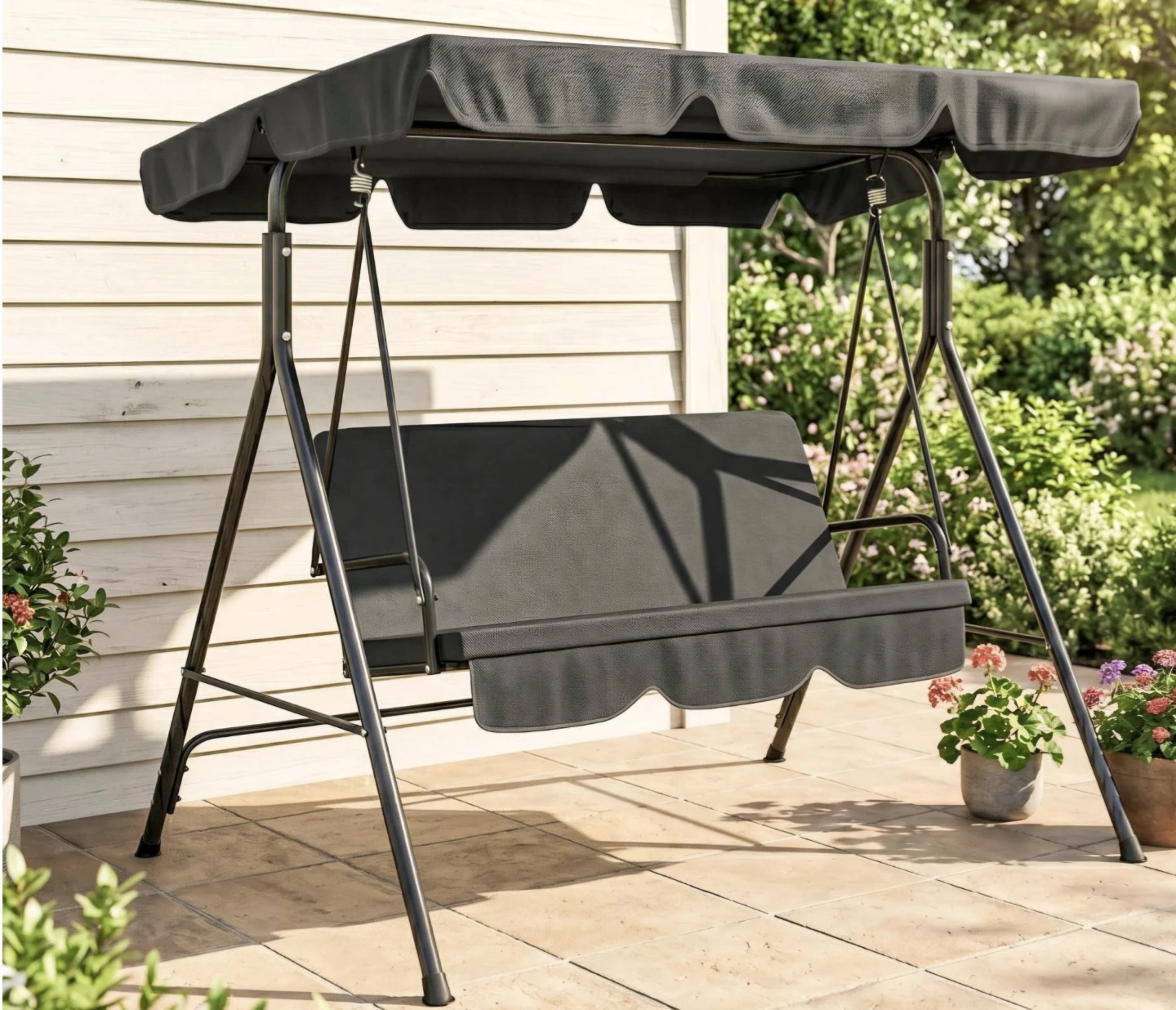 3-Seater Outdoor Swing – Black – Open box - photo 2