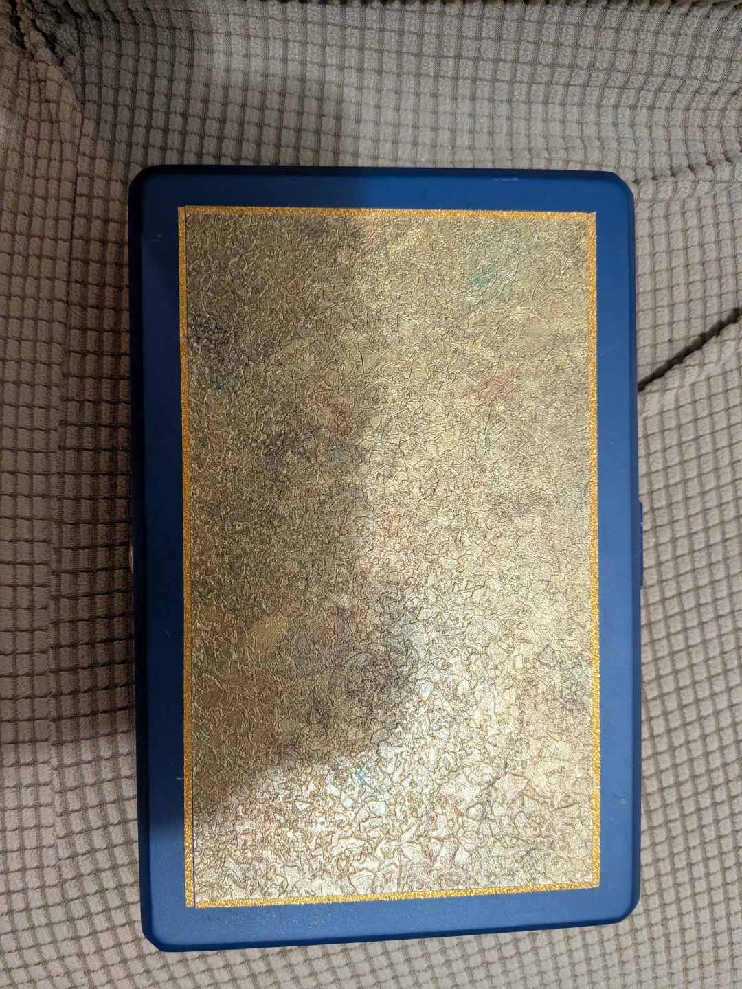 Decorative Blue and Gold Storage Box - Handmade