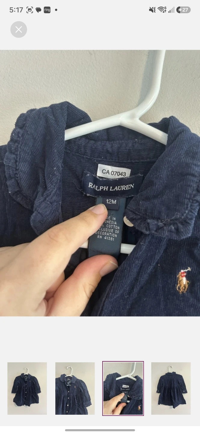 Ralph Lauren navy corduroy dress 12M - photo 3