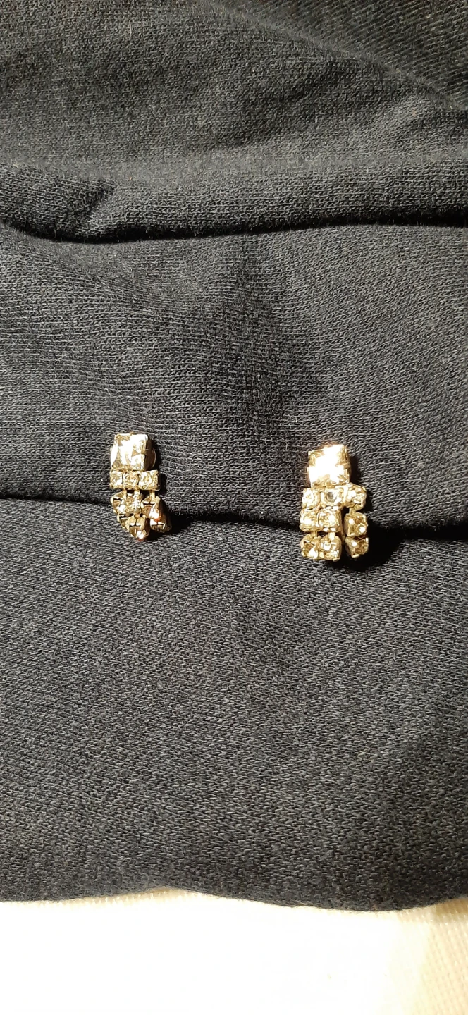 Vintage Silver tone Rhinestone Screwback Earrings