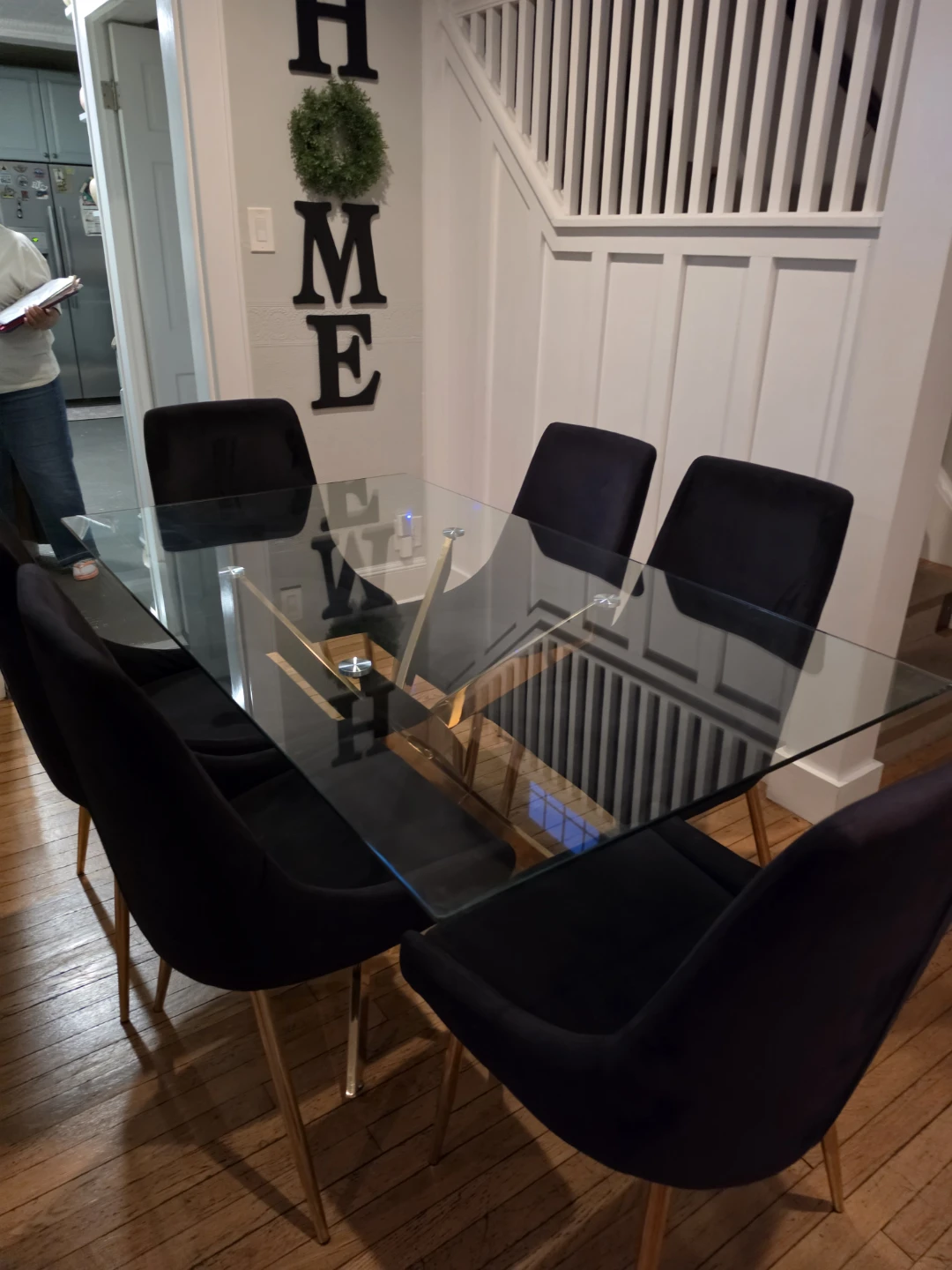 Glass Dining Table and 6 Velvet Chairs - photo 4