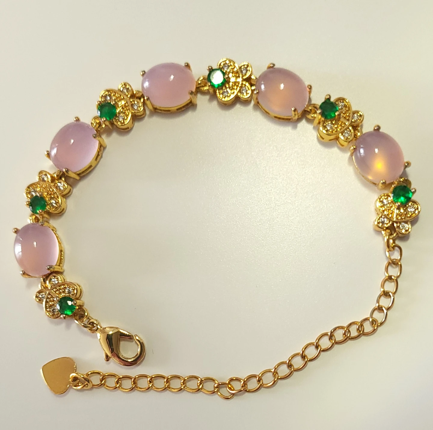 Gold Tone Butterfly and Pink Stone Bracelet - photo 2