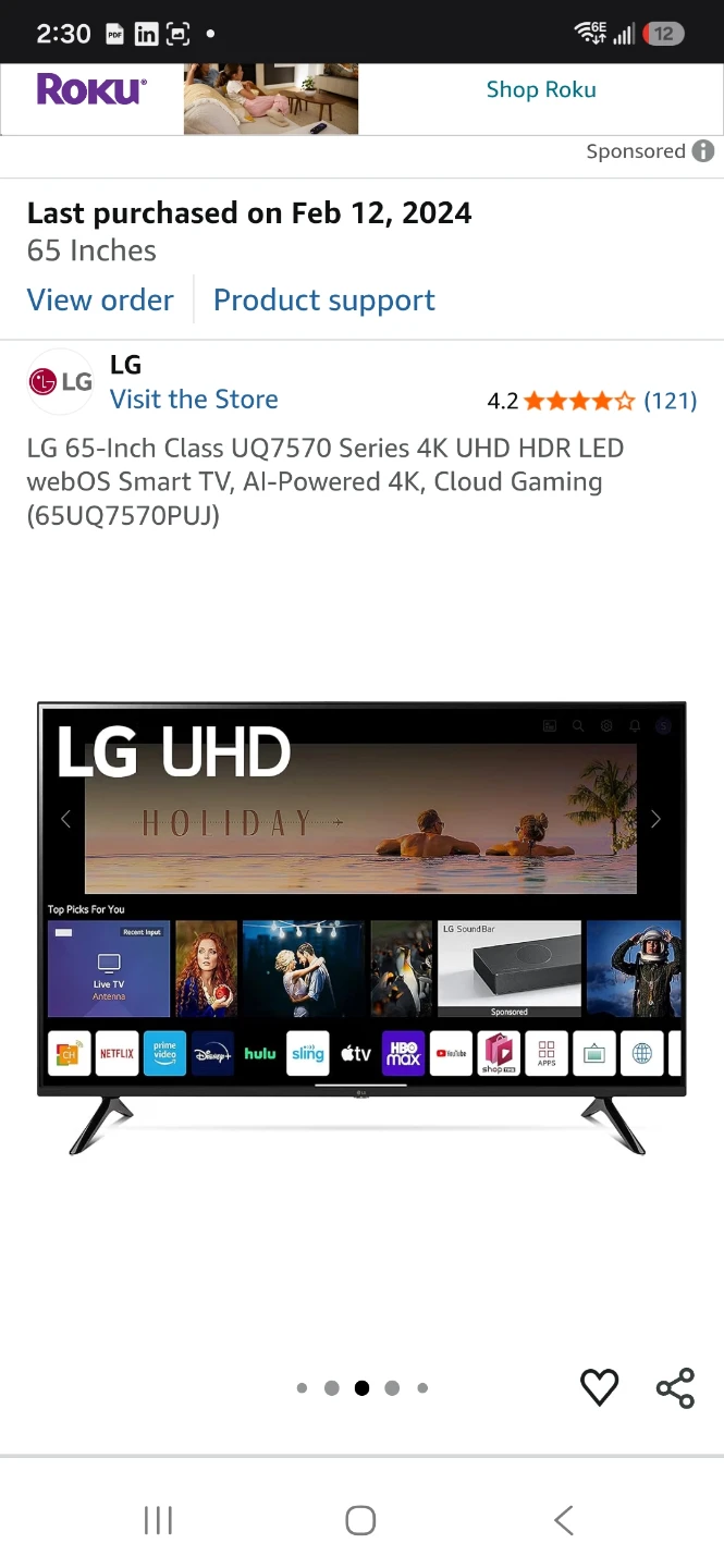 LG 65-Inch UQ7570 Series 4K UHD HDR Smart TV - photo 2