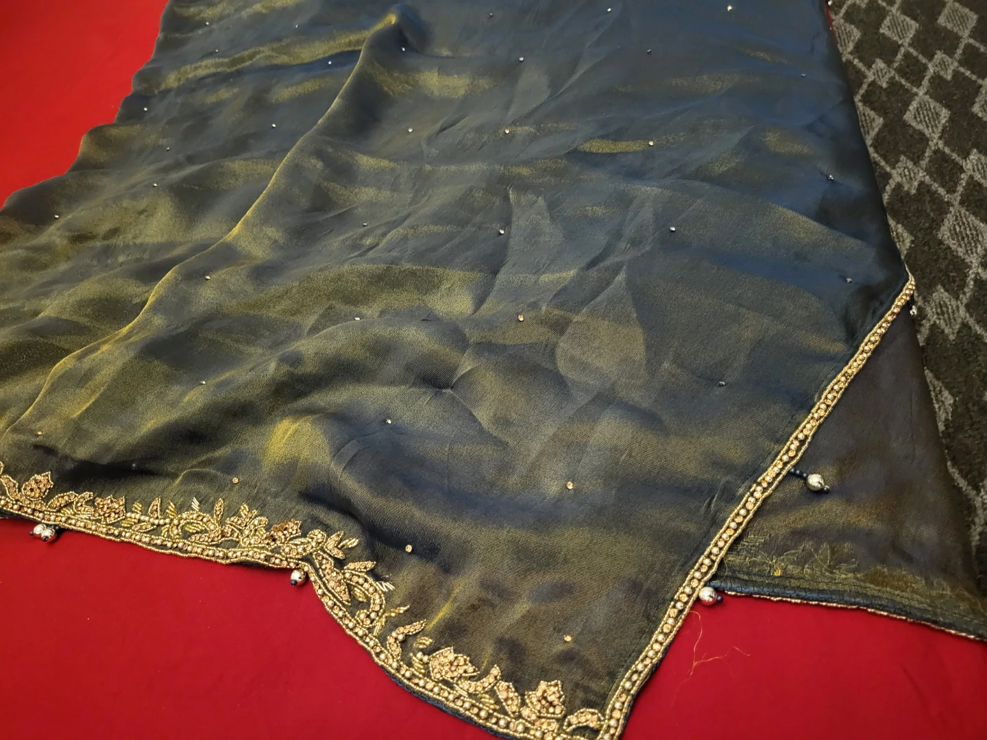 Blue Embroidered Zardowzi work dress with Pants and Dupatta - photo 2