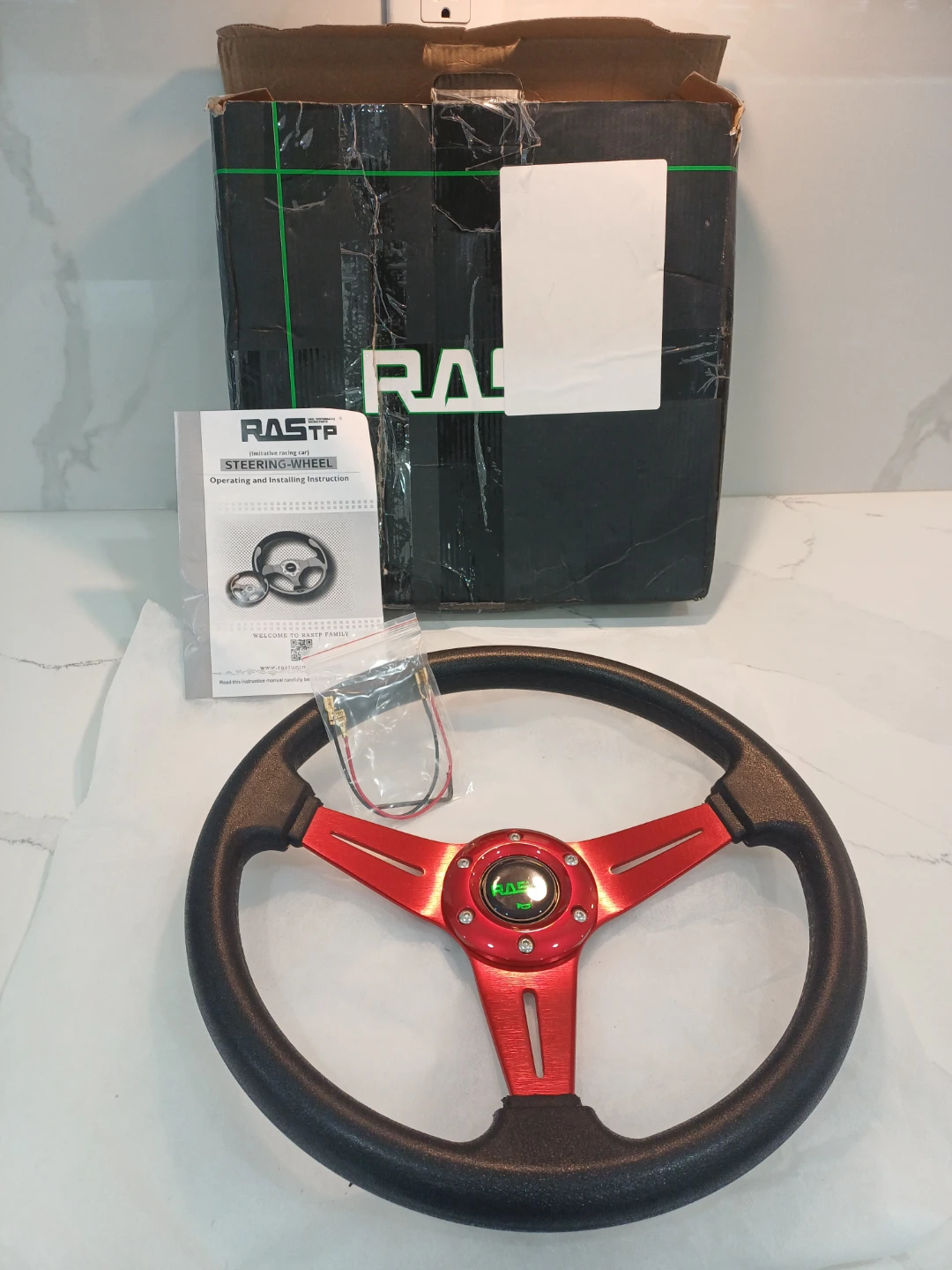 RASTP 13.8 Inch Steering Wheel - Red - photo 2
