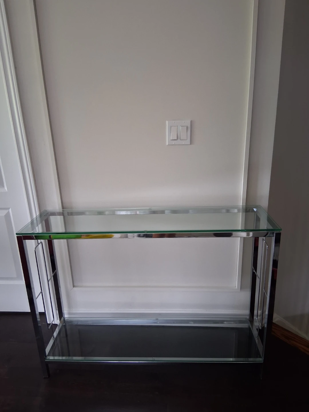 Chrome and glass console table
