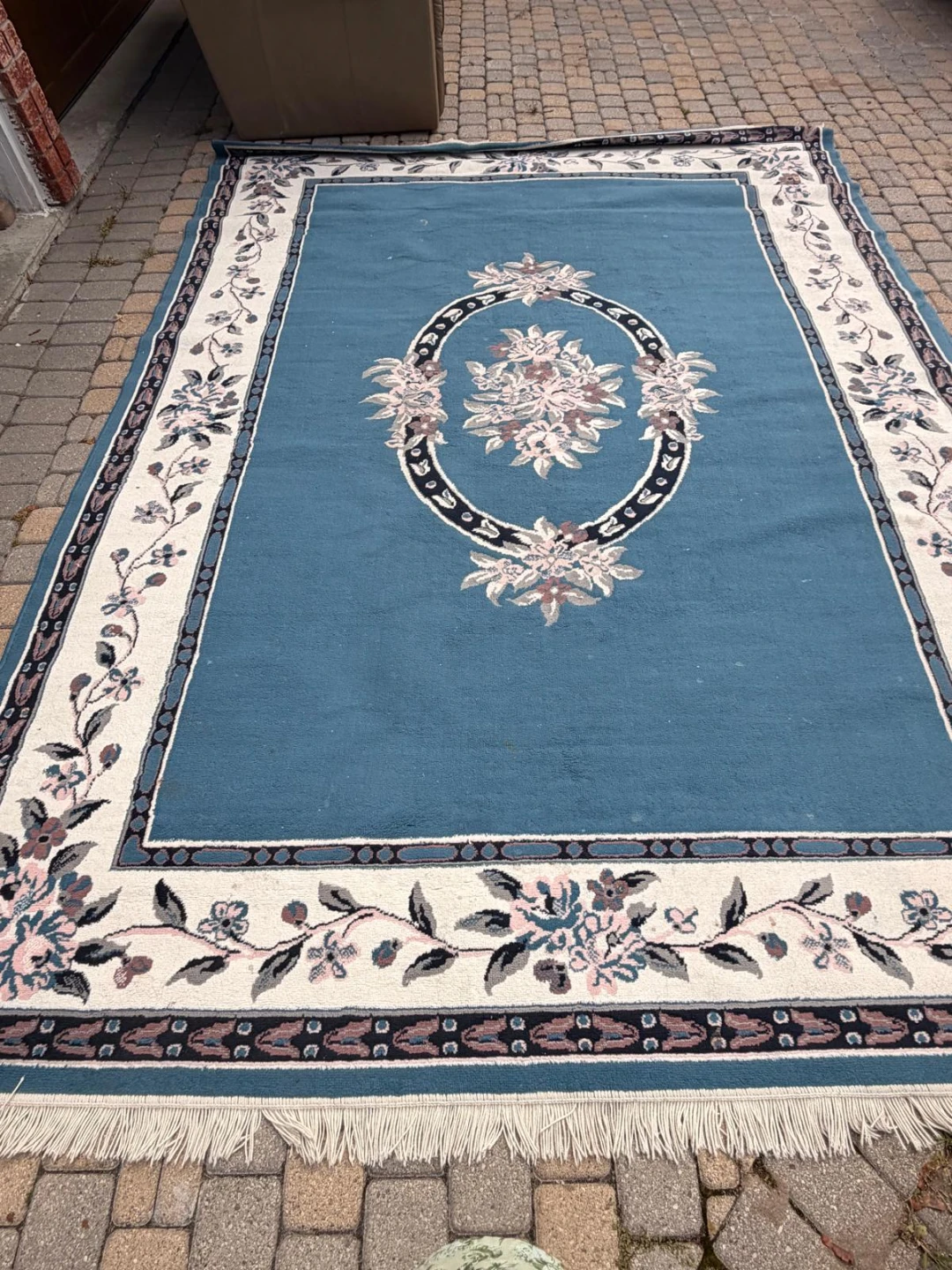 Large Blue Floral Area Rug - photo 2
