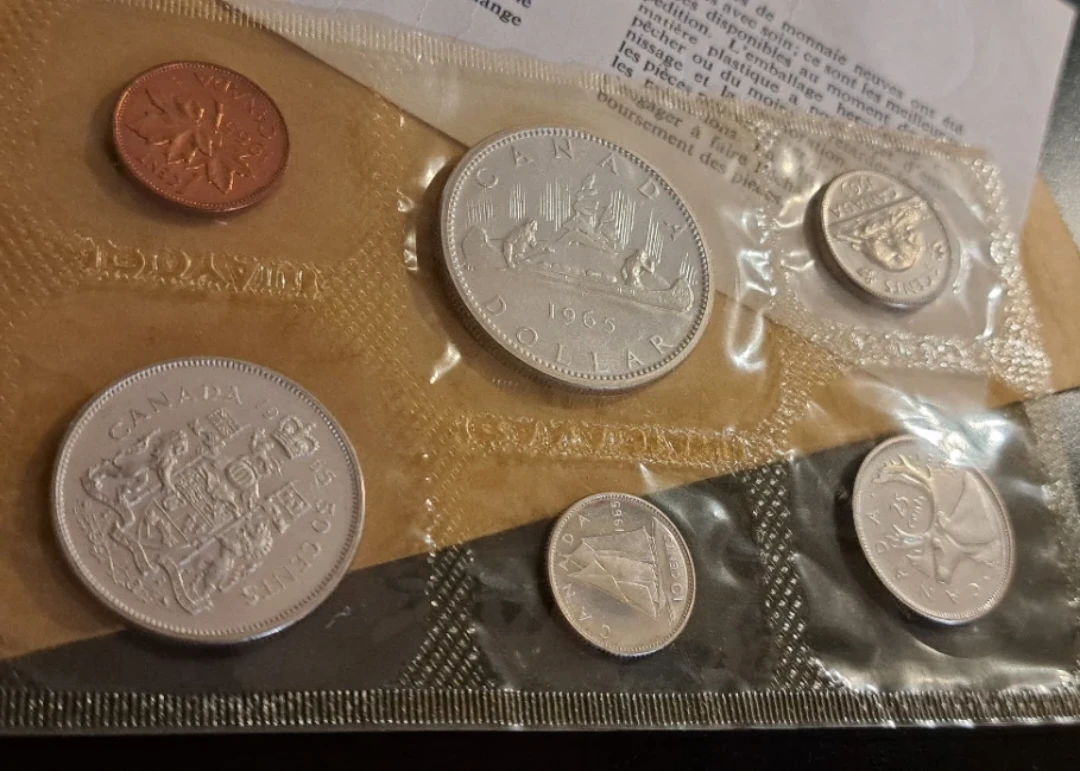 1965 Canadian Mint Uncirculated .80 Silver Coin Set - photo 3