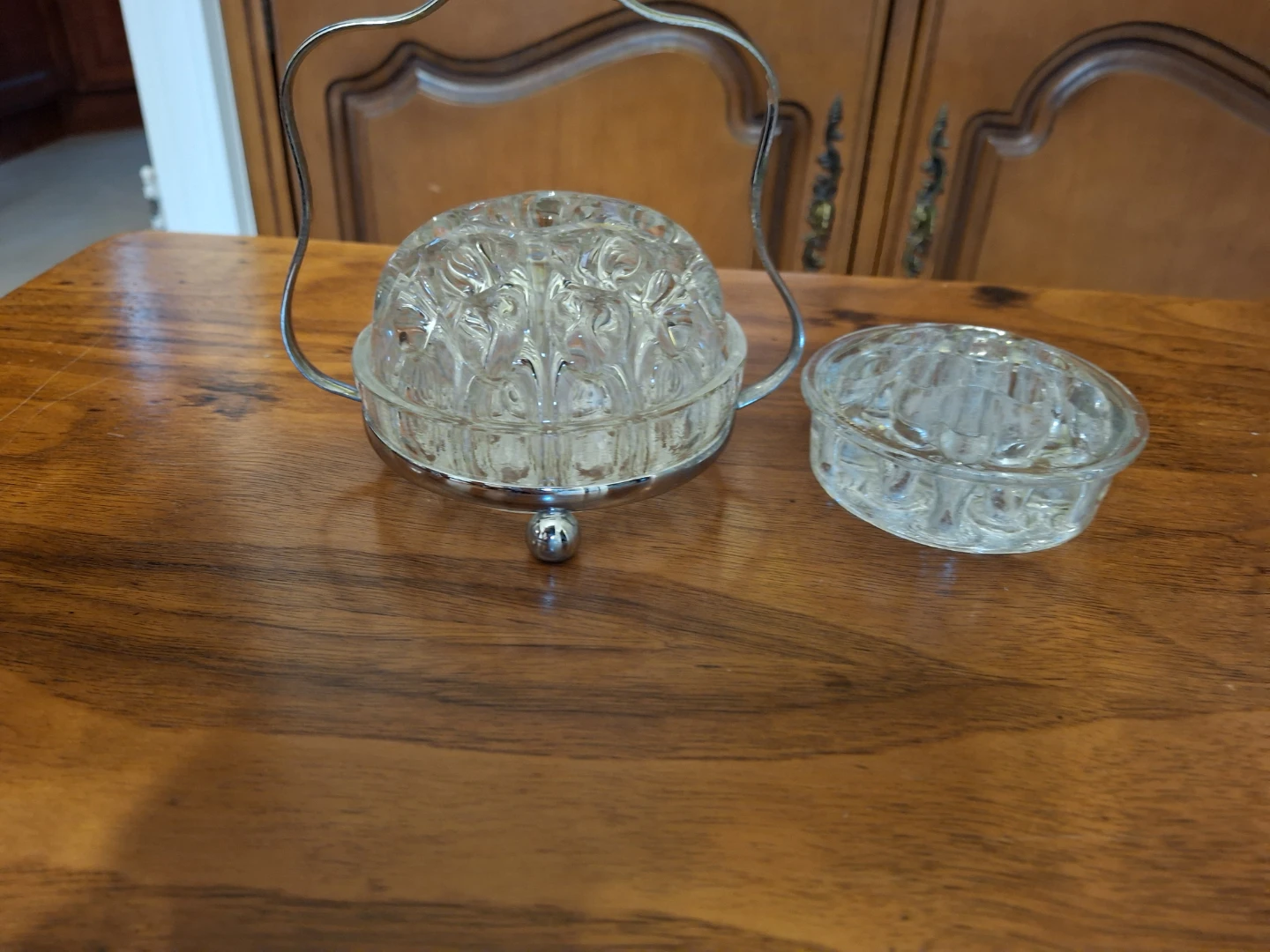 Vintage Cristal d'Arques Reims Flower Frog with Metal Stand