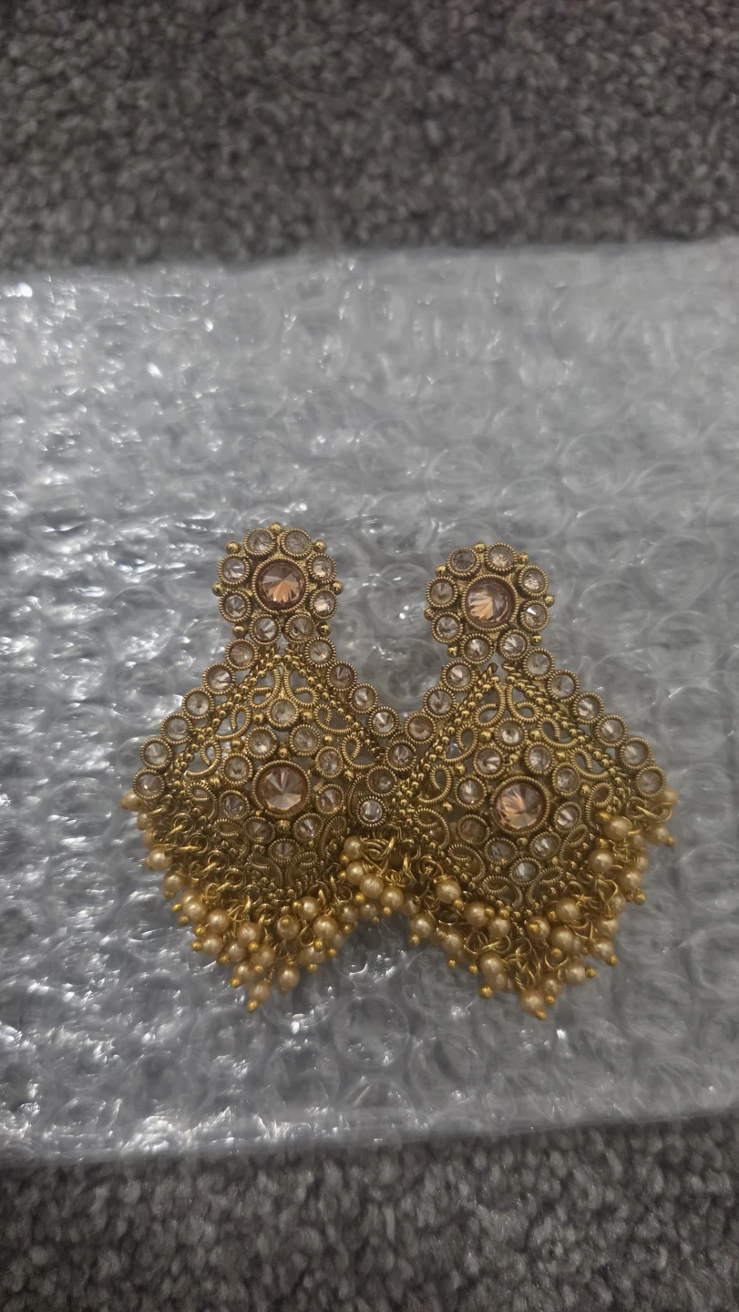 Gold-toned traditional dangler earrings