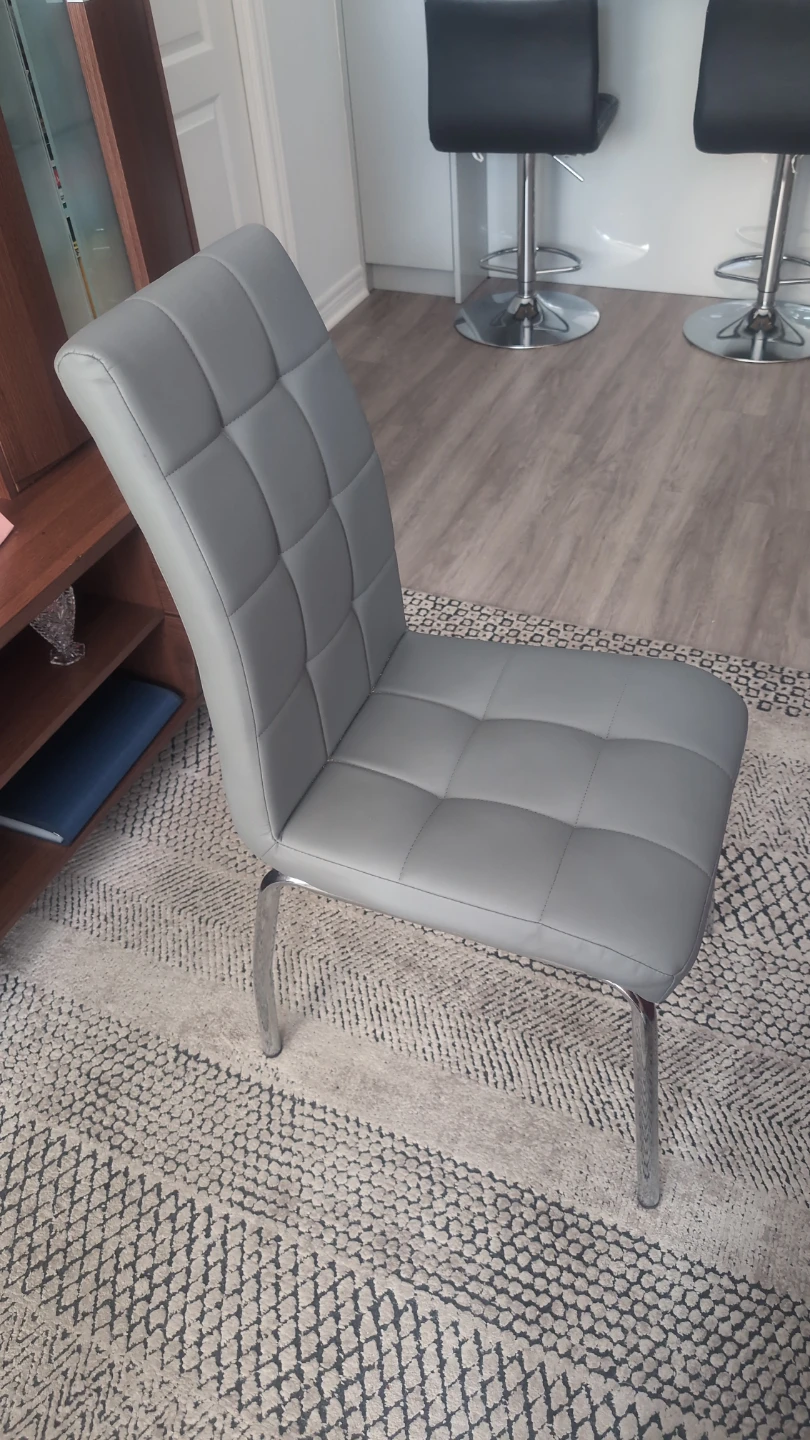 Modern grey tufted dining chair