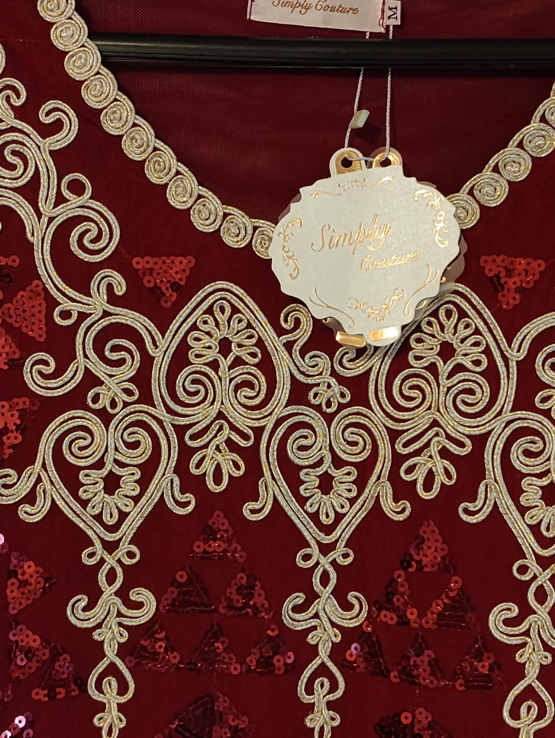 Fancy Red and Gold Sequin Embroidered Top - photo 2