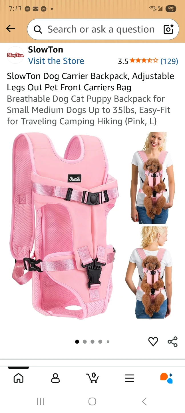 Dog Carrier Backpack - Large, Pink