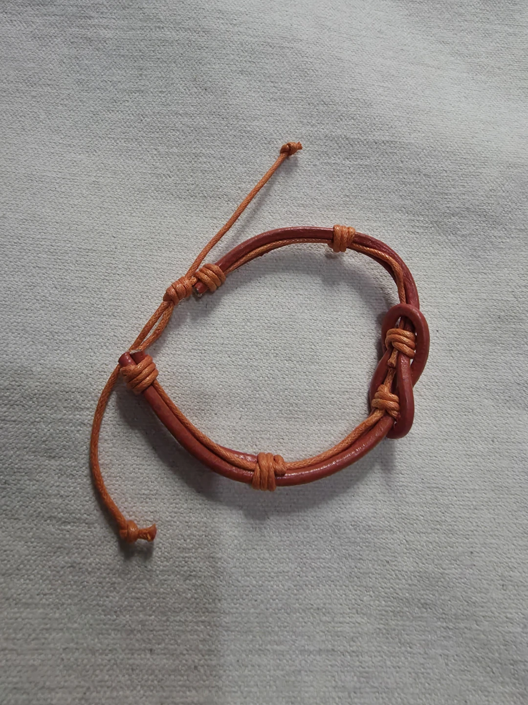 Orange Cord Leather Knot Bracelet 🏈 - photo 2