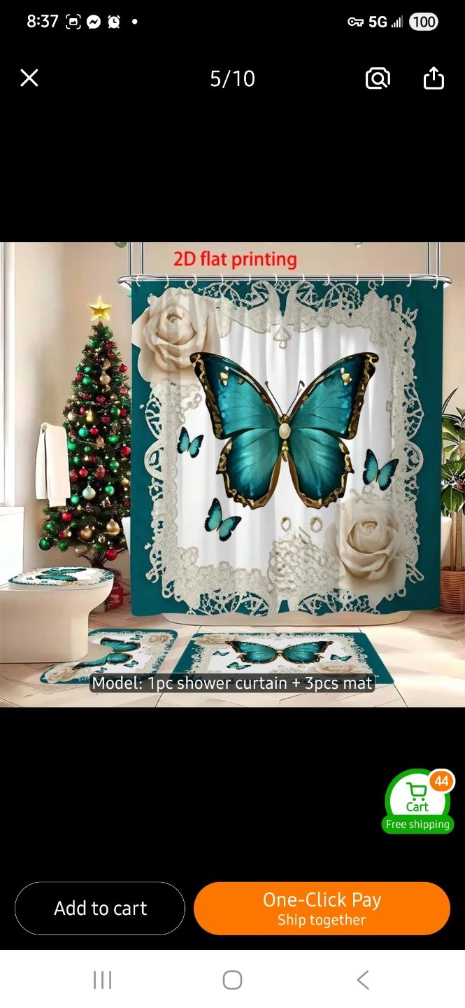 NEW Butterfly Print Shower Curtain and Bath Mat Set 🦋 - photo 4