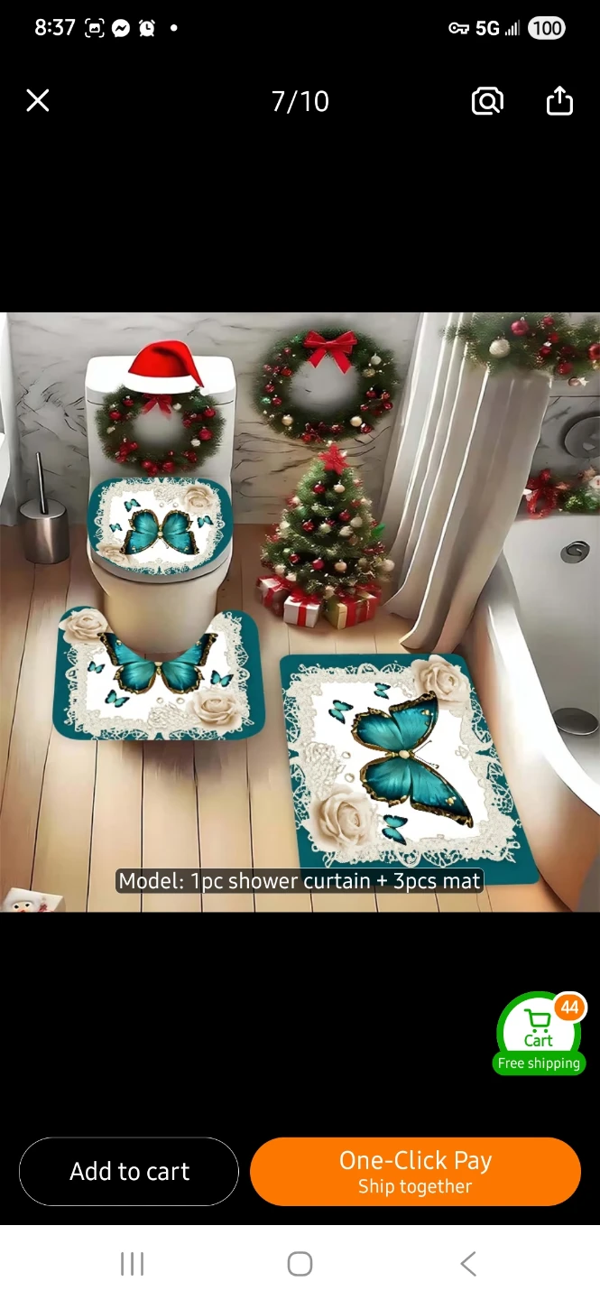 NEW Butterfly Print Shower Curtain and Bath Mat Set 🦋 - photo 5