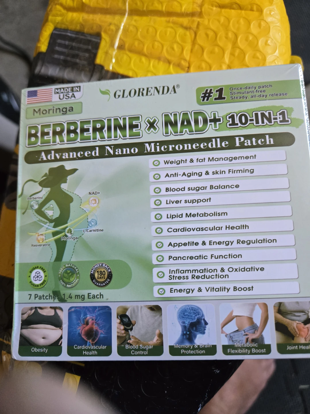 Glorenda Berberine & NAD+ 10-in-1 Microneedle Patches