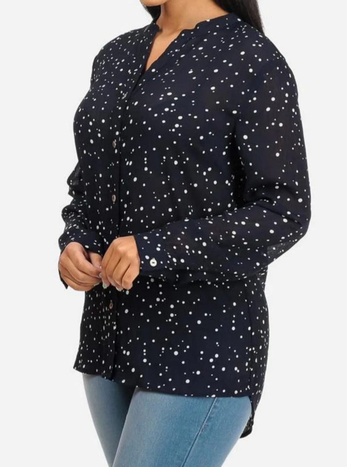 Navy Blue Polka Dot Blouse
