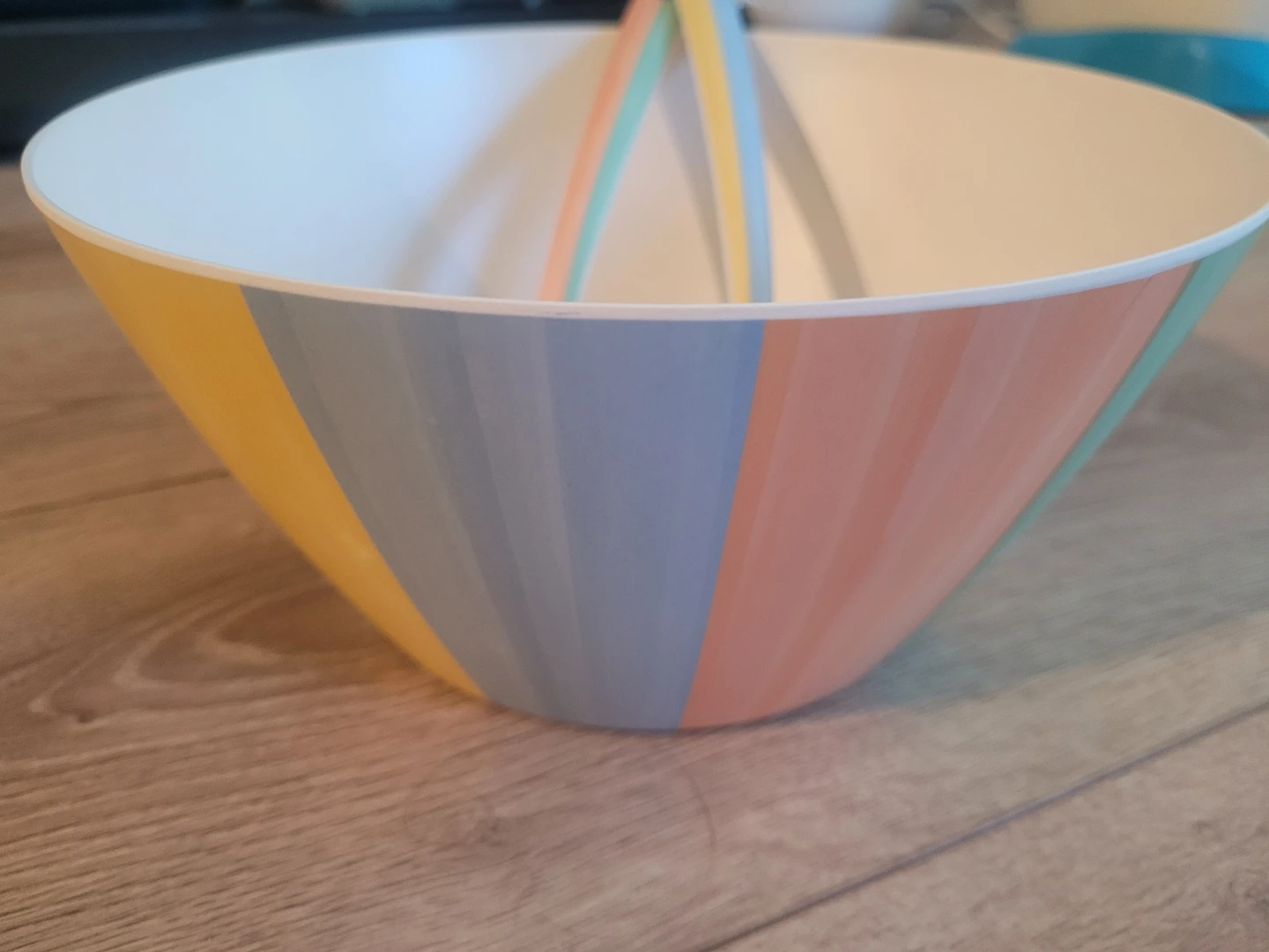Striped Salad Bowl with Serving Utensils