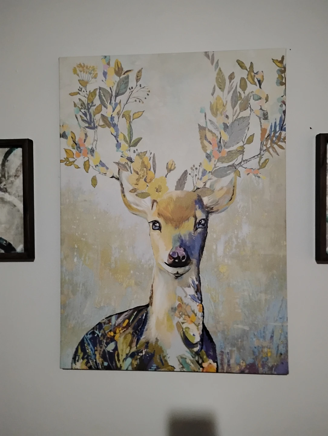 Floral Deer Wall Art Canvas