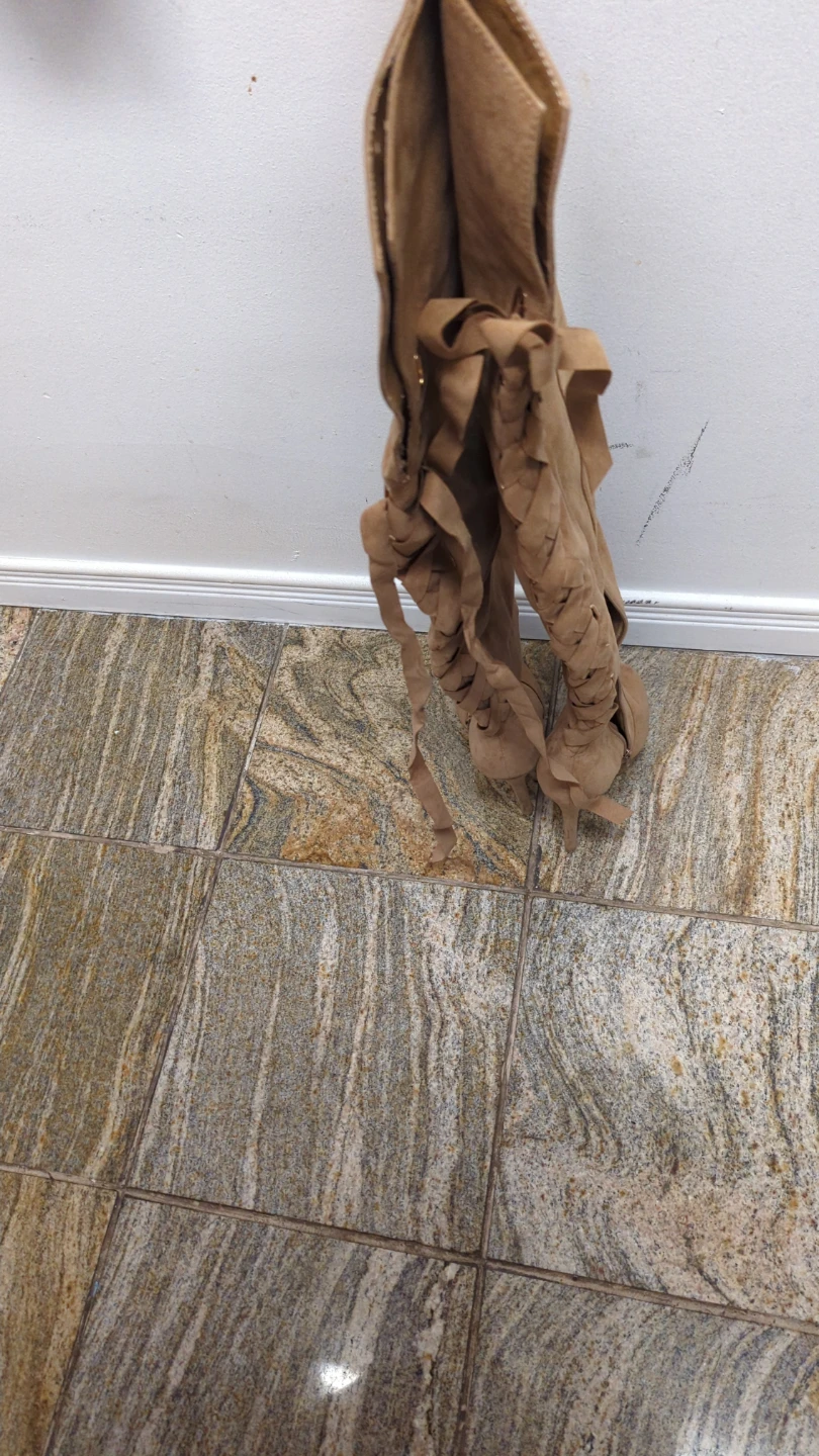 Tan Faux Suede Thigh-High Boots - photo 2