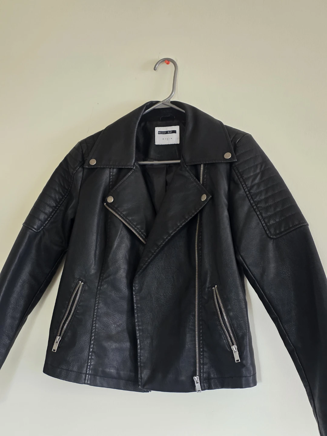 Noisy May Black Faux Leather Biker Jacket