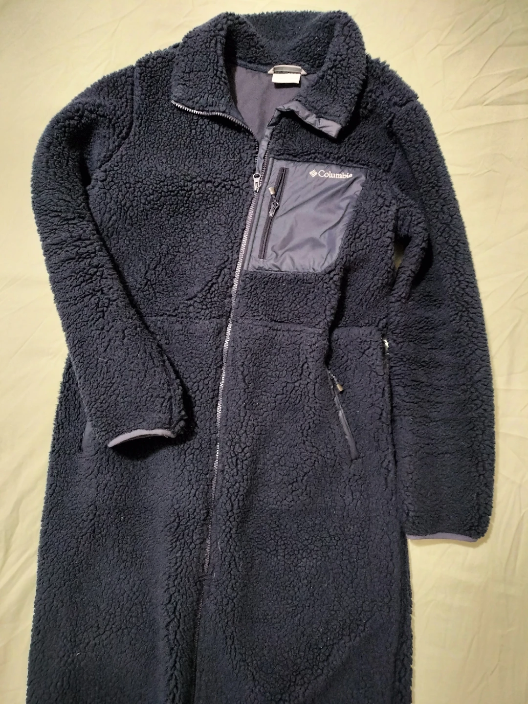 Columbia Navy Sherpa Fleece Zip-Up coat.