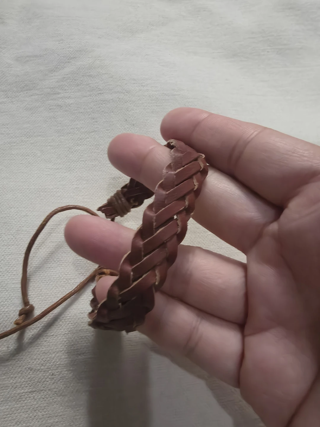 Light Brown Braided Leather Bracelet flat 🏈