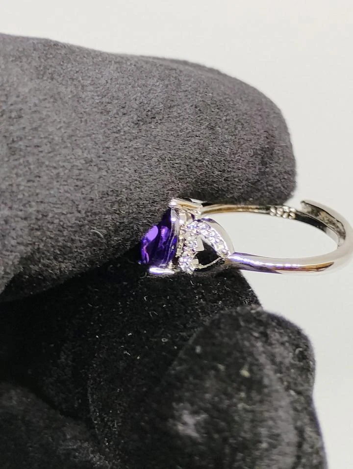 Blue Oval Love Symbol 925 Silver Ring - photo 2