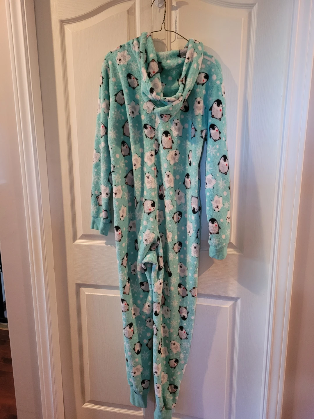 Cute penguin print fleece onesie