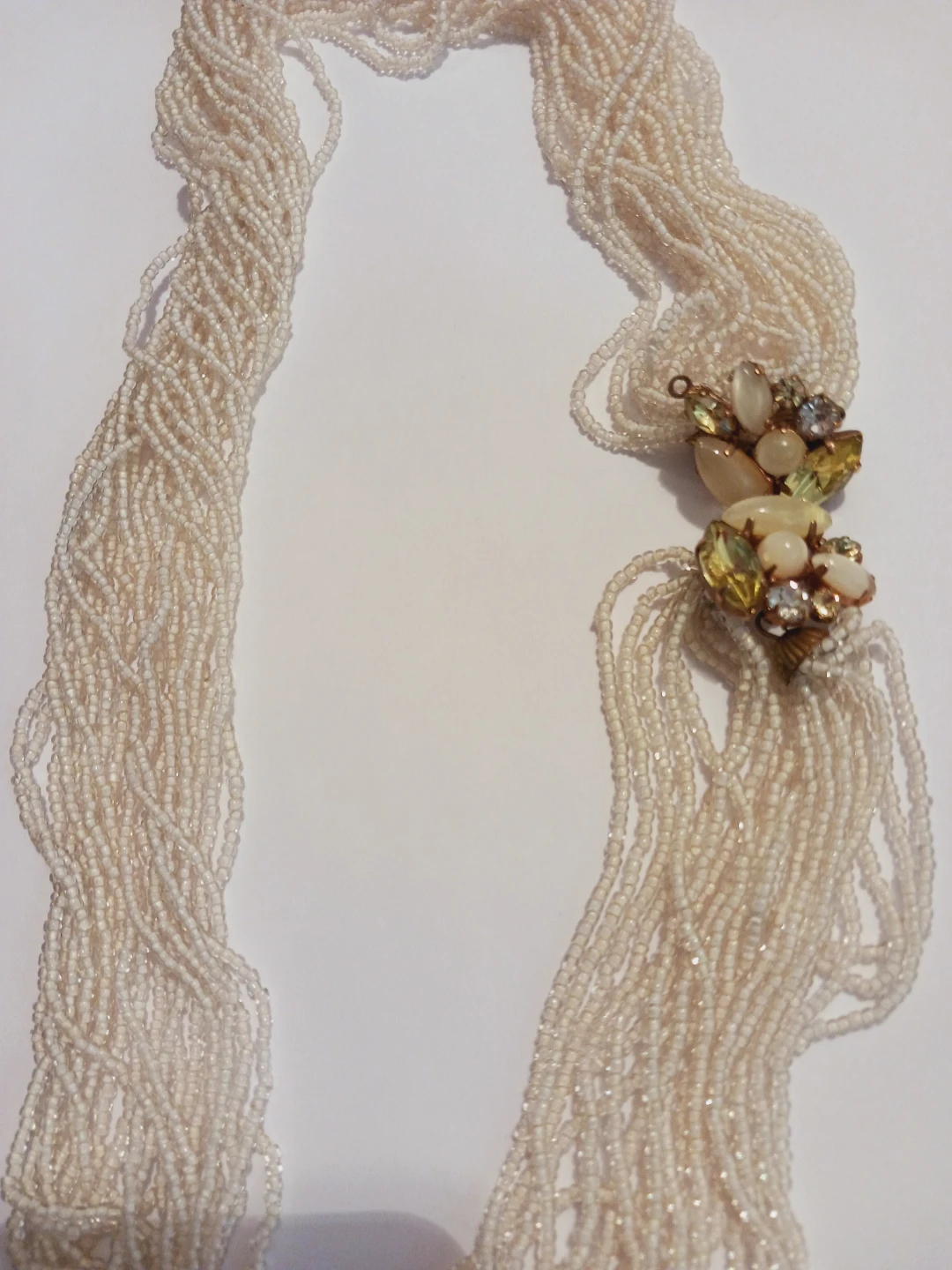 Multi-Strand Seed Bead Necklace with Gemstones  Clasp - photo 4