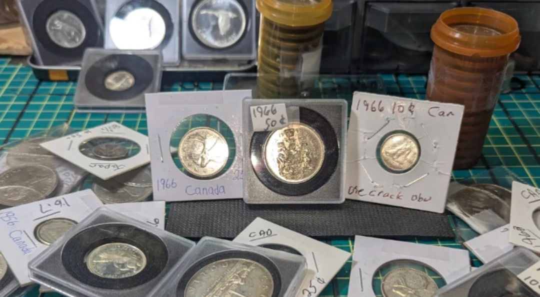 80% silver Canadian 1966 coins (X3)-10 cent, 25 cent and 50 cent