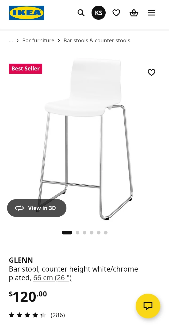 Two IKEA GLENN Bar Stools - photo 2
