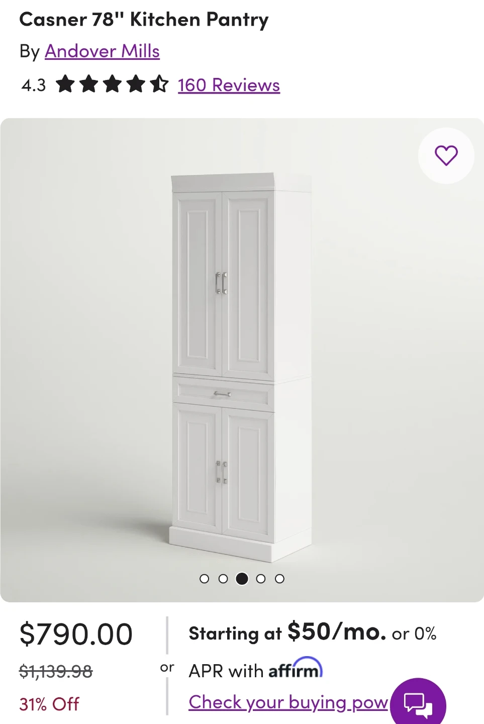 White Kitchen Pantry Cabinet Storage Cupboard – 78” Tall - photo 2