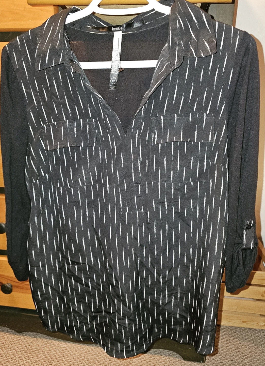 Kensie Women's Printed Shirt - Black/White