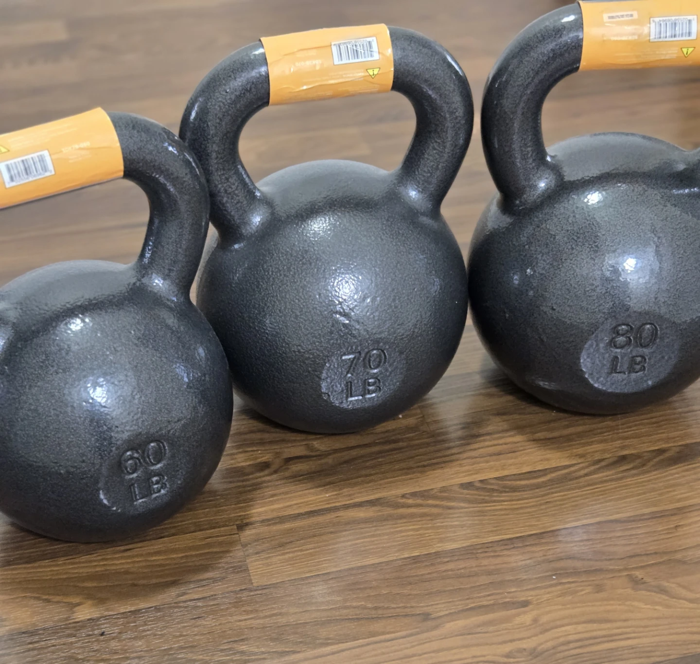 60lb, 70lb and 80lb Cast Iron Kettlebell Set. - photo 2