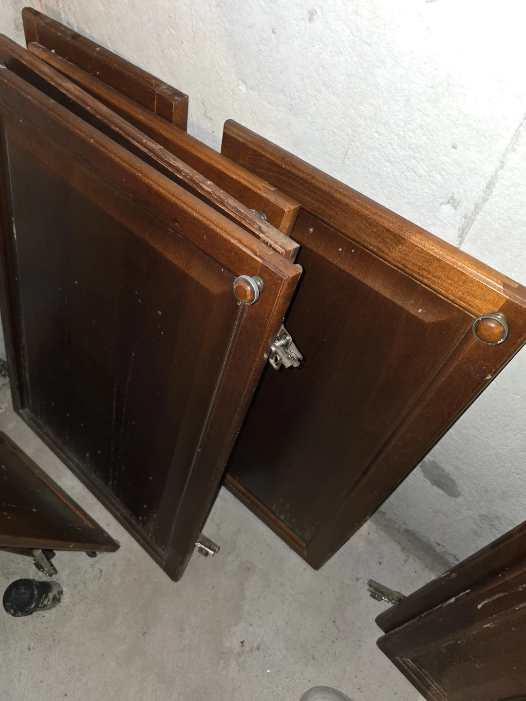 9 pieces of Dark Wood Cabinet Doors with Hinges